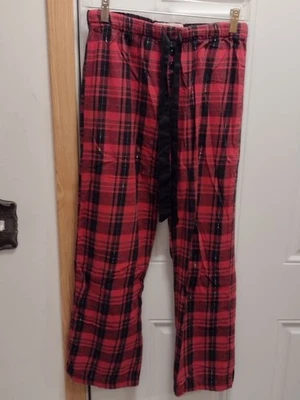 XHILARATION SLEEPWEAR, RED/BLACK PLAID FLANNEL LOUNGE PANTS, SIZE S - Image 1 of 3
