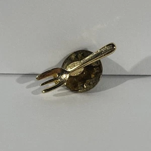 Vintage Gold Tone Brass Fork Cutlery Brooch Pin - Picture 1 of 3