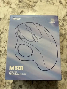 Nulea M501 Wireless Trackball Ergonomic Mouse Rechargeable Bluetooth USB Bk/blue - Picture 1 of 3