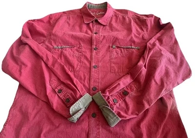 Robert Graham Solid Red Green Trim Button Up Size Large L Vintage - Image 1 of 4