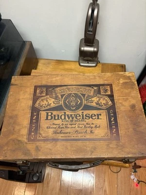 Vintage Budweiser Wooden Cassette Tape Case Holder Holds 30 - Image 1 of 4