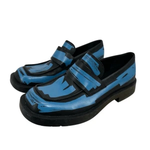 Camper Lab Womens MIL 1978 Loafers US 8.5 Black Blue Brushed Leather Wacky Artsy - Picture 1 of 13