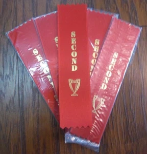 "SECOND" Award 2" x 8" Foil-Stamped Ribbons -- LOTS of 50 - Bild 1 von 3