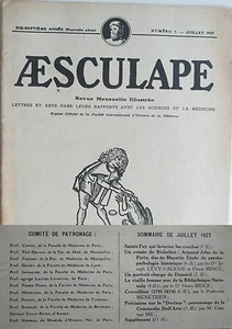 Aesculape n°7- 1927 : L'Art et la Médecine (Voir Sommaire Photo) - Foto 1 di 3