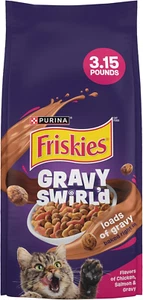 Purina Dry Cat Food Gravy Swirl'D with Flavors of Chicken, Salmon and Gravy - 3 - Picture 1 of 12