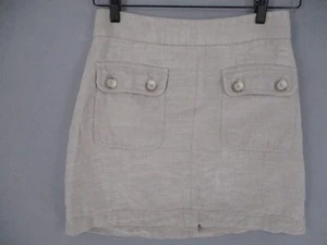 Country Road Skirt Womens 8 Beige Linen A Line Mini Button Pockets Zip - Picture 1 of 13