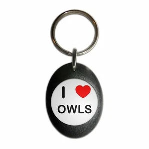 Owls I Love Heart Plastic Oval Key Ring (43mm x 32.5mm) - Picture 1 of 10