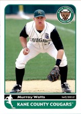 2012 Kane County Cougars Grandstand 29 Murray Watts Little Rock Arkansas AR Card