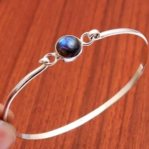 Pulsera de plata de ley 925 de labradorita natural delicada joyería hecha a mano sg452 - Imagen 1 de 4