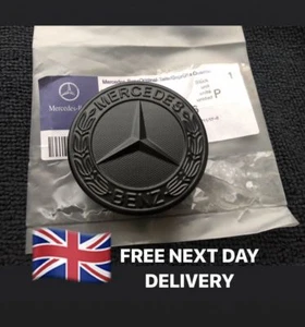 MERCEDES BENZ SPORT BLACK BONNET BADGE - 57MM NEW C E S CLK AMG CLASS EMBLEM - Picture 1 of 3