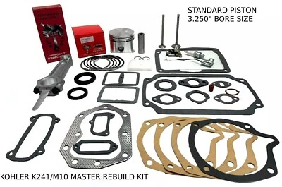 PERFORMANCE SAW SUPPLY STANDARD ENGINE MASTER REBUILD FITS KOHLER K241, M10, VALVES GASKET SET WITH ROD