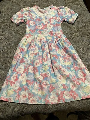 Vestido Vintage Niñas Floral Rosas Cottage Core Niñas Talla 12 Vestido Foto 1 de 4