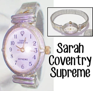 Vtg SARH COVENTRY SUPREME Diamond Accent Quartz Watch LSS041 Tulip Flex SS Band - Picture 1 of 6