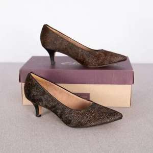 Clarks Artisan Collection Animal Print Kitten Heel Pumps w/ Cow Hair Fur Size 6M - Picture 1 of 12