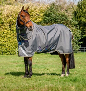 Amigo Bravo 12 Plus 0g Lite Turnout Sheet - Shadow/Navy Rose - Picture 1 of 4