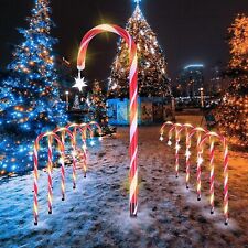 4 Outdoor Garden Christmas Xmas Decorations 25cm Candy Cane Lamp String Lights