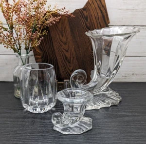 A. H. Heisey Warwick Line #1428 Clear Cornucopia Horn of Plenty Vase Candlestick - Picture 1 of 7