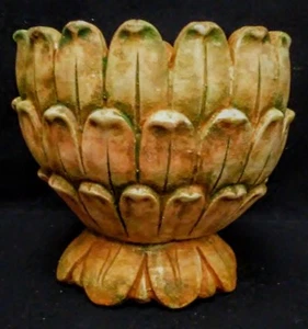 Vintage Artichoke Urn 10" Terracotta and Green - Picture 1 of 4