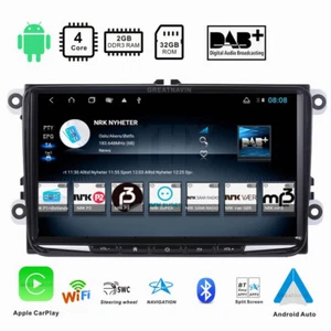 Android Car Radio Stereo DAB+ GPS SAT NAV CarPlay 9" For VW Golf Polo Tiguan T5 - Picture 1 of 18