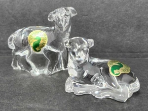 Waterford Crystal Nativity Pair of Sheep Lambs MINT Made In Ireland - Picture 1 of 2