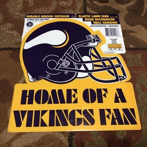Vintage 1995 NFL Minnesota Vikings Lawn Sign 90s Door Wall Hanger Waterproof NEW - Picture 1 of 5