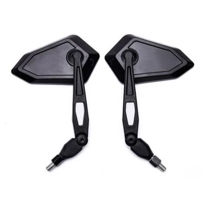 PAIR UNIVERSAL MOTORCYCLE ANGLE E-MARKED BLACK MIRRORS 10MM THREAD MOTORBIKE US - Image 1 of 4