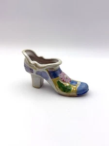 Vintage Hand Painted Porcelain High Heeled Shoe With Floral Design - Picture 1 of 9