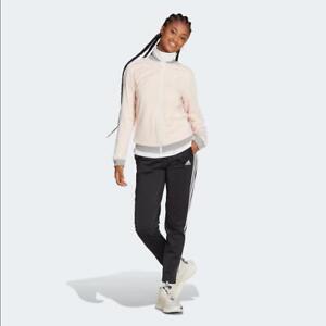 Adidas Tuta Donna Essentials 3 Stripes Track Suit - (Black/Wonder Quartz/White/M