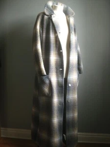 ABRIGO DE LANA VINTAGE CÁRDIGAN SHETLAND 10 12 tartán cinturón plumero bata larga TULLOCH - Imagen 1 de 18