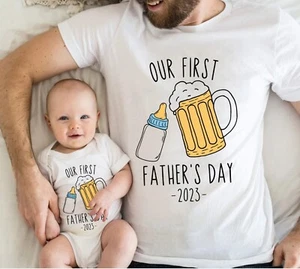 Matching Father's Day Shirt, Funny Our First Fathers Day Shirt, Father Day Gift - Picture 1 of 3