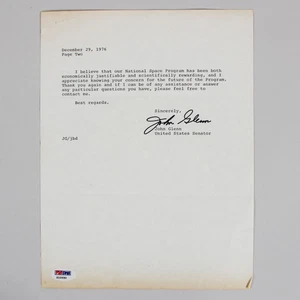 John Glenn signierter Brief TLS NASA - COA JSA - Bild 1 von 3