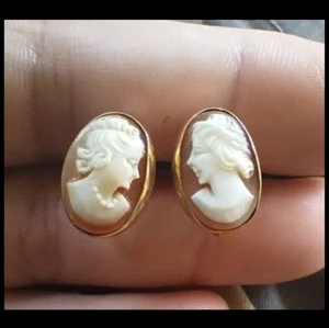 Pendientes camafeo antiguos raros de oro de 12k  - Imagen 1 de 4
