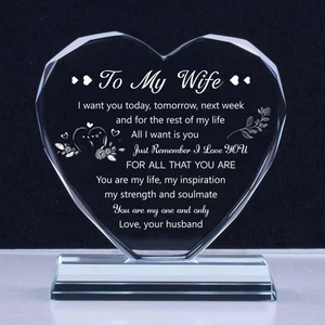 Gifts for Wife, Wife Birthday Gift Ideas,to My Wife Crystal Heart Keepsake, A... - Picture 1 of 8