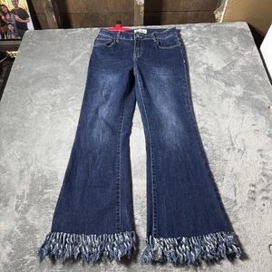 Vintage Y2K Aurora Fringe Flare Jeans Gr. L (28x27) Rave Festival Stretch - Bild 1 von 9