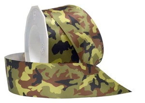 Camo Double Face Satin Fabric Ribbon with 1-1/2-Inch by 20-Yard Spool Forest - Picture 1 of 1