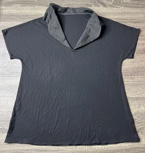 Peter Cohen Vintage Black Dori Goth Short Sleeve Shirt Flare Collar - Picture 1 of 14