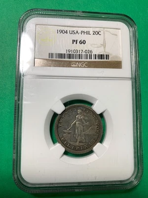US PHILIPPINES 1904 20 CENTAVOS PROOF NGC PF 60 - Image 1 of 4