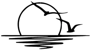 Sun Metal Wall Art Abstract Sunset with Seagulls Metal Wall Decor Minimalist ... - Picture 1 of 6