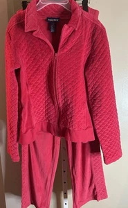 Vintage Forenza Red  Velour Track Suit Jogging Suit Y2K Zip Jacket Size M 90’s - Picture 1 of 19