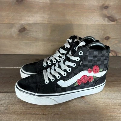 vans SK8 HI womens size 6 shoes black floral athletic skate sneakers - Image 1 of 4