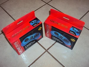2 Retro-Bit Official Sega Genesis Controller 6-Button Arcade Pad - Clear Blue - Picture 1 of 6