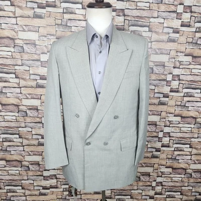Chaqueta Blazer A Medida Para Hombre 40R Gris Claro Doble Pecho Pico Sin Ventilación Foto 1 de 4
