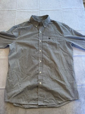 Chaps Shirt Mens Large white Striped (black) Button Up Easy Care Long Sleeve (L) - Image 1 of 4