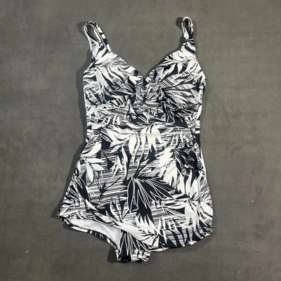 Traje de baño Croft & Barrow Tummy Slimmer 1 pieza para mujer talla 18 negro blanco nuevo con etiquetas Foto 1 de 4