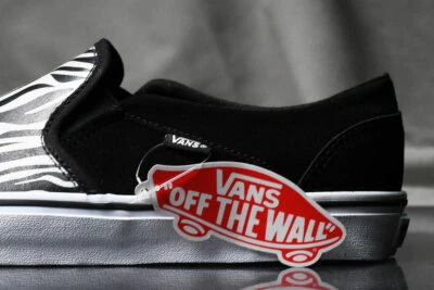 VANS ASHER METALLIC ZEBRA zapatos sin cordones para mujer, NUEVOS Y AUTÉNTICOS, EE. UU. talla 10.5 Foto 1 de 4