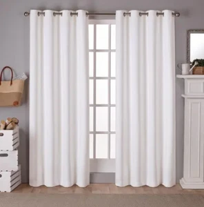 Exclusive Home Curtains Sateen Vanilla 52" x 108" Grommet Panel Curtain Set of 2 - Picture 1 of 10