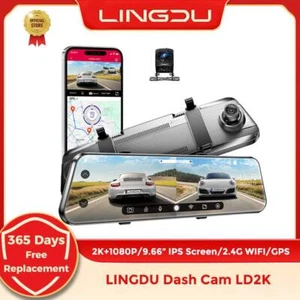 2.5K Front+1080P Rear 10" Rearview Mirror Dash Cam 24H Parking Video Recorder - Picture 1 of 14
