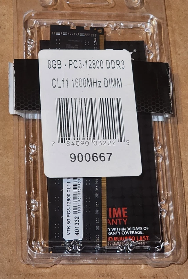 VisionTek 8GB 1600MHz DDR3 PC3-12800 DIMM RAM Memory Module  Brand New CL 11  - Image 1 of 4