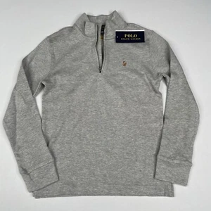 Polo Ralph Lauren Boys Size 7 Gray Sweater Crew Neck Quarter Zip - Picture 1 of 7