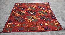 5'9 x 5'10 Vintage hand woven afghan tribal uzbeki kilim rug, Square kilim rug